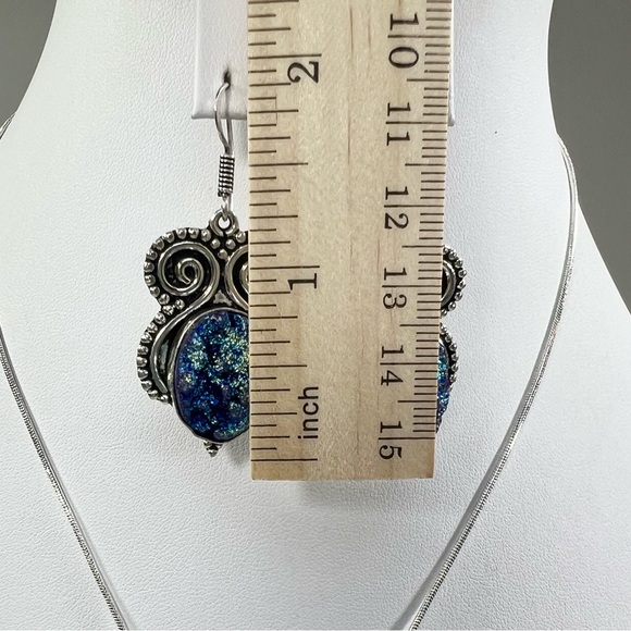 Titanium Druzy 925 Pendant & Earrings Set - Picture 12 of 15